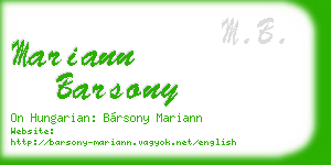 mariann barsony business card